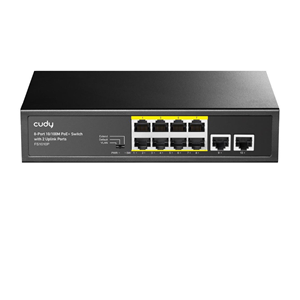 CUDY 8port PoE 120w 2-Uplink 10/100 Yönetilemez Switch FS1010P