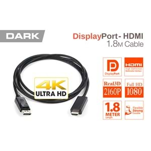 DARK DK-CB-DPXHDMIL184K 1.8metre DP-HDMI Çevirici Kablo