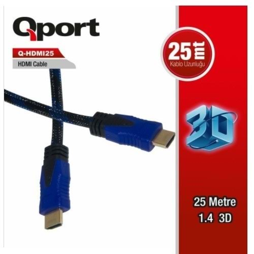 QPORT Q-HDMI25 25metre HDMI Görüntü Kablosu 3D Gold 1.4v