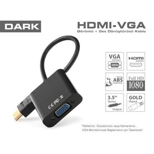 DARK DK-HD-AHDMIXVGA4 0.15metre HDMI-VGA (D) Görüntü Adaptörü Siyah 1080p