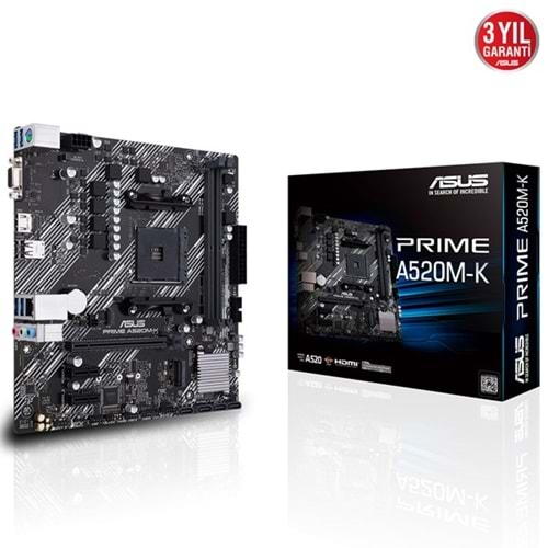 ASUS PRIME A520M-K DDR4 M2 PCIe NVME HDMI PCIe 16X v3.0 AM4 mATX