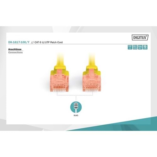 DIGITUS 10m CAT6 Utp DK-1617-100/Y Sarı Patch Kablo