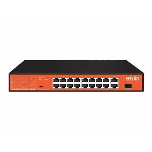 WI-TEK 16port 150w FULL PoE WI-PS518GH 10/100 Yönetilemez Switch