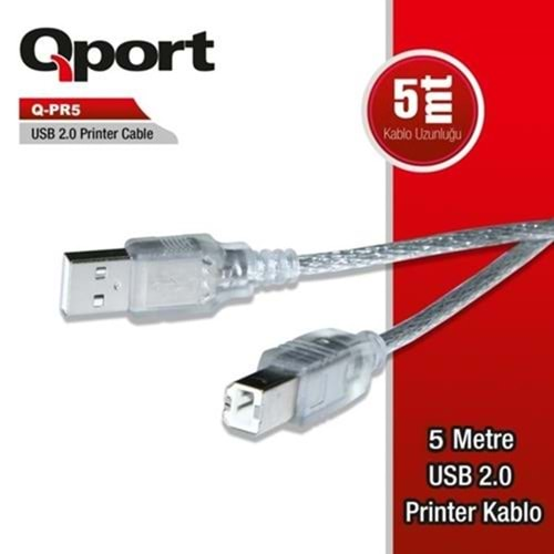 QPORT 5metre Q-PR5 USB 2.0 Yazıcı Kablosu 2.0v