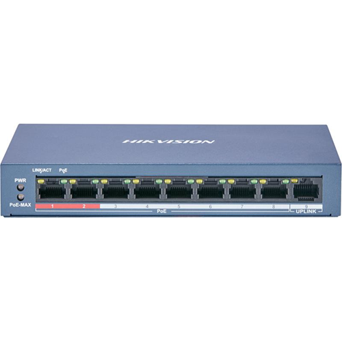 HIKVISION 8port PoE 60w 1-Uplink 10/100 Yönetilemez Switch DS-3E0109P-E/M(B)