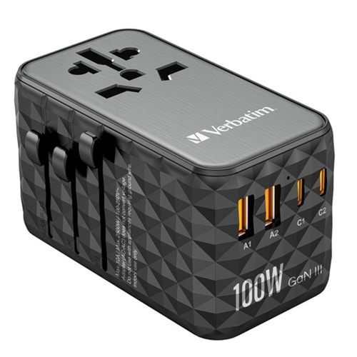 VERBATIM CHR ATA-06 GaN III Evrensel Seyahat Adaptörü 100W