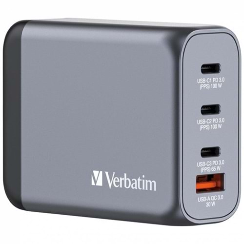 VERBATIM GNC-100 100W 4-Bağlantı Noktalı GaN Duvar Şarj Cihazı