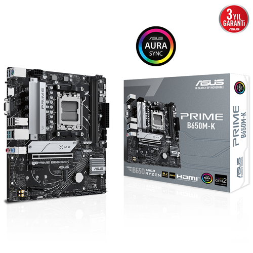 ASUS PRIME B650M-K DDR5 HDMI DP PCIe 16X v4.0 AM5 mATX 