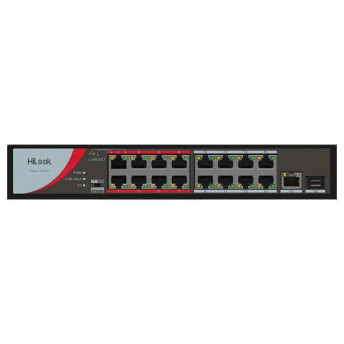 HILOOK 16port PoE 130w 1-SFP 10/100 Yönetilemez Switch / NS-0318P-130(B)