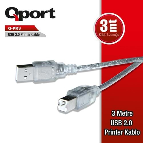 QPORT 3 metre Q-PR3 Yazıcı Kablosu 2.0v