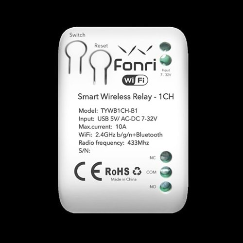 Fonri Wf3-Tm4-0201-02 Wıfı Kablosuz Akıllı Röle - Tek Kanal