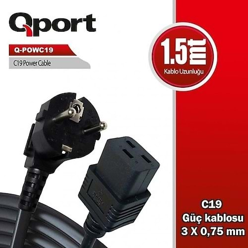 Qport Q-Powc19 1.5Mt C19 Power Kablo