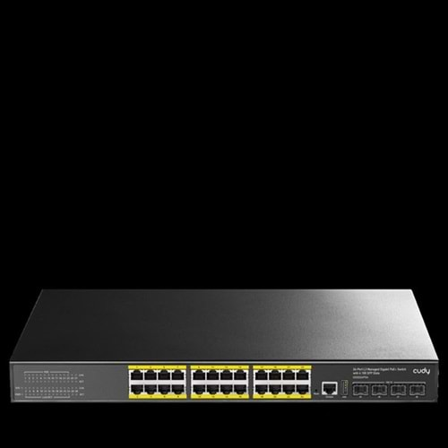 CUDY GS5024PS4-400W 24 Port Gigabit 4-SFP 10GBE 400w Full PoE Yönetilebilir Switch