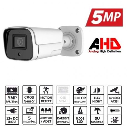 EZCOOL 5MP EZ-4040HD 3.6MM 40metre AHD BULLET KAMERA