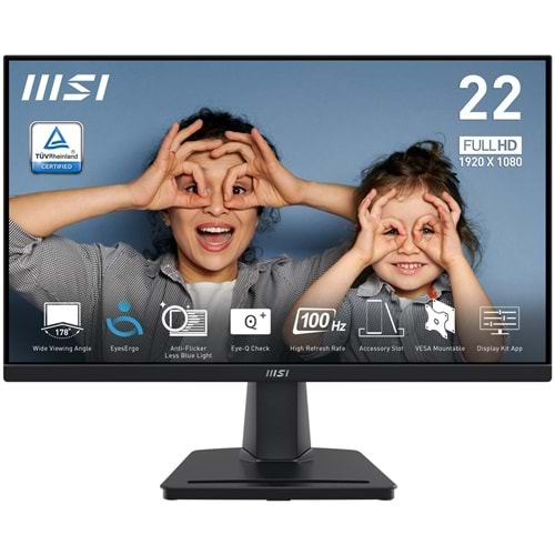 MSI 21.5 VA PRO MP225V 1ms 100Hz HDMI Ev Ofis Tipi Monitör 1920x1080