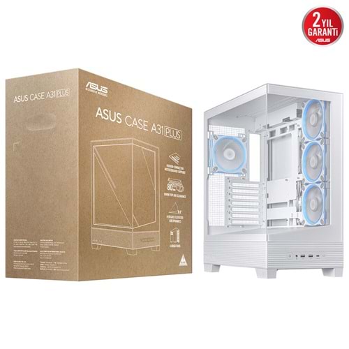 ASUS A31 PLUS TG ARGB WHITE Gaming Mid-Tower PC Kasası Beyaz / 90DC00R3-B19000