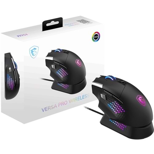 MSI GG Versa Pro Wireless 26000 DPI Kablosuz Oyuncu Faresi + Mouse Dock Pro Şarj Standı Seti