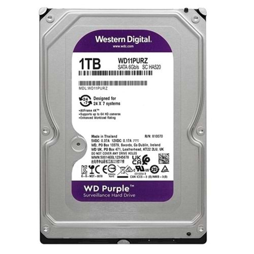 WD 1TB PURPLE WD11PURZ 64MB 5400RPM SATA-3 GÜVENLİK DİSKİ