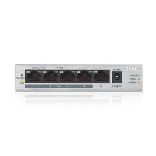 ZyXEL 5port PoE 4port 60w Gigabit Yönetilemez Switch GS-1005HP