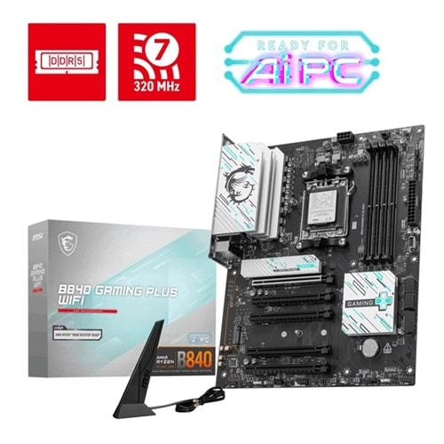 MSI PRO B840M GAMING PLUS WIFI6E DDR5 HDMI PCIe 16X v4.0 AM5 mATX