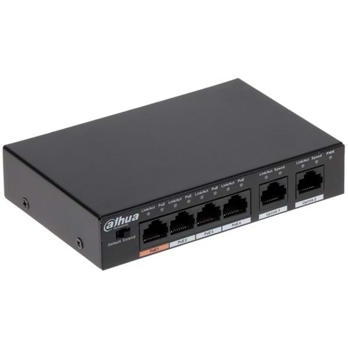 DAHUA 6port-4port PoE 60w 2-Uplink 10/100 Yönetilemez Switch PFS3006-4ET-60-V2