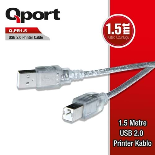 QPORT 1.5 metre Q-Pr1.5 Yazıcı Kablosu 2.0v