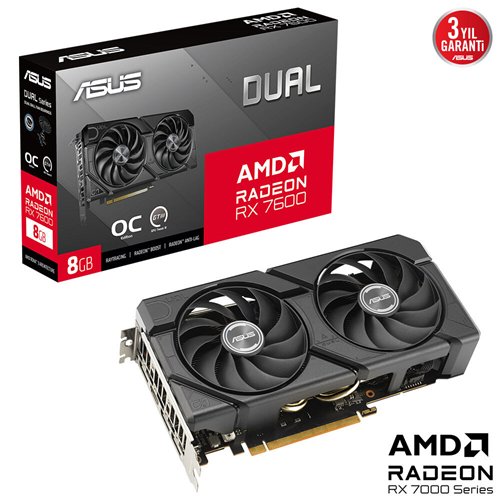 ASUS 8GB DUAL RX7600-O8G EVO GDDR6 128bit HDMI-DP PCIE 4.0