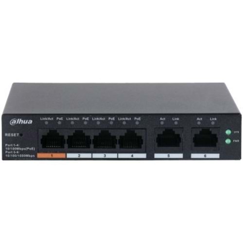 DAHUA 4port PoE 65w 2-Uplink 10/100 Cloud Yönetilebilir Switch CS4006-4ET-60