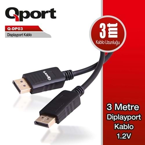 QPORT 3metre Q-DP34 DP Kablo 1.4V