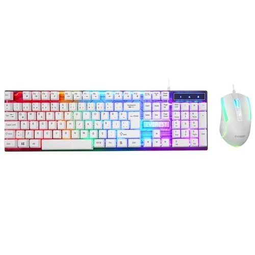 EVEREST LUMINAX USB Q Beyaz Gaming Klavye - Mouse Set KM-198