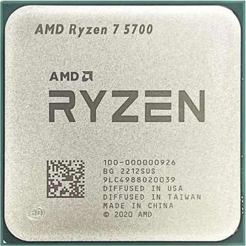 AMD RYZEN 7 5700 20MB 8çekirdekli VGA YOK AM4 65w Kutusuz+Fansız