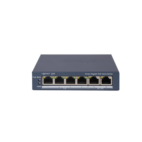 HIKVISION 4port PoE 30w 2-Uplink Gigabit Yönetilemez Switch DS-3E1506P-EI/M