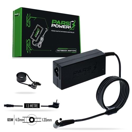 PARS POWER PRS-011 65W 19V 3.42A- 4.0*1.35MM Siyah Notebook Adaptörü