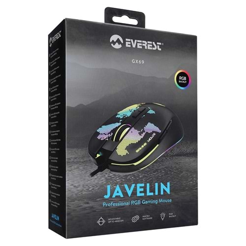 EVEREST JAVELIN USB Optik Gaming Oyuncu Mouse RGB GX69