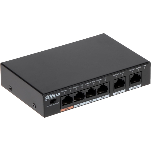 DAHUA 6port-4port PoE 60w 10/100 Yönetilemez Metal Kasa Switch DH-PFS3006-4ET-60