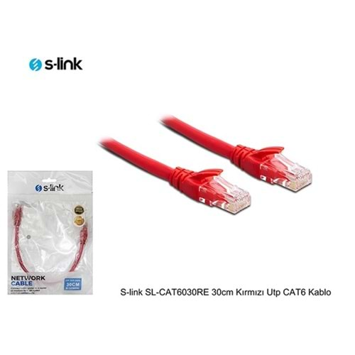 S-link SL-CAT6030RE 30cm Kırmızı Utp CAT6 Patch Kablo