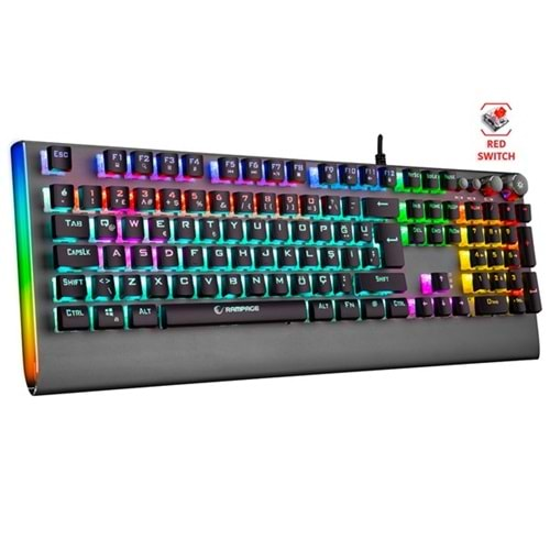 RAMPAGE KB-R210 FAVORY Rainbow Aydınlatmalı Kristal Red Switch Mekanik Gaming Oyuncu Klavyesi