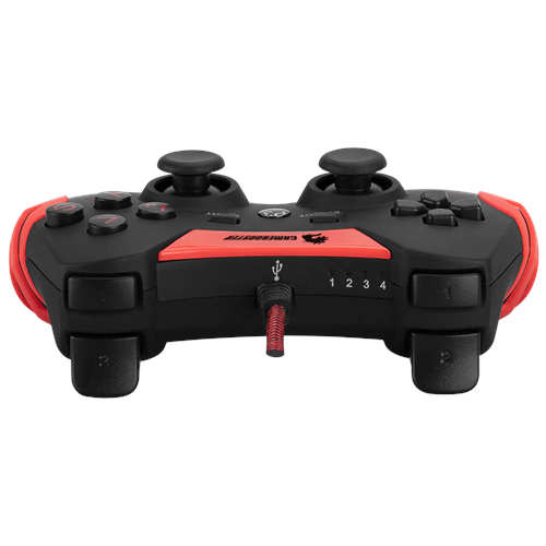 GAMEBOOSTER GB-J54R USB Kablolu Oyun Kolu, Çift Titreşim Motorlu, Ergonomik Kırmızı Tasarım, PC ve PS3 Uyumlu Gamepad