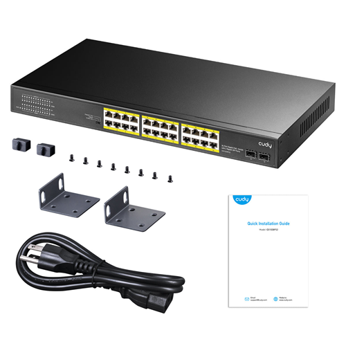CUDY 24port PoE 300w 2-Uplink Gigabit Yönetilemez Switch GS1028PS2
