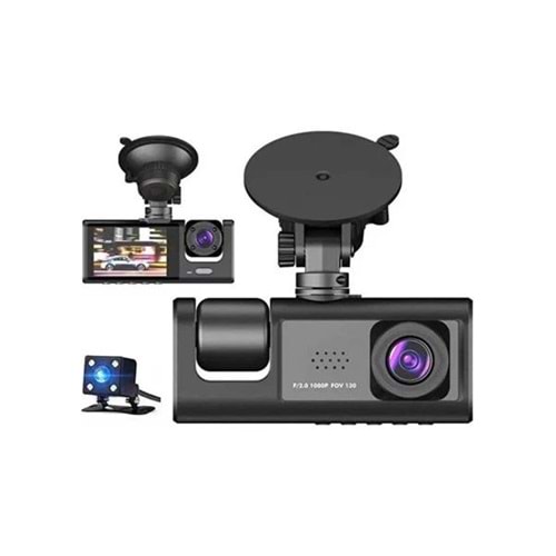 Daytona Carboon T717 araç içi ön+arka+iç kayıt kamera