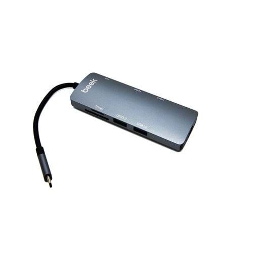 Beek BA-DCK-UC08DH 8'li USB Type-C Docking Station (Giriş:Tip-C=>Çıkış:2*HDMI+Lan+2*USB3.0+PD+SD+M.SD