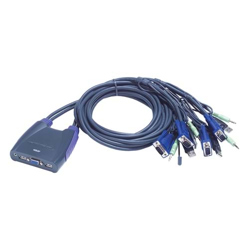 Aten-CS64US 4'lü USB VGA KVM switch,kablolarıyala
