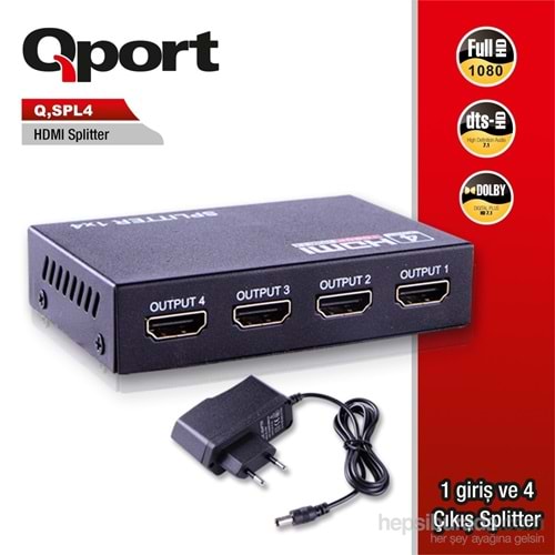 Qport Q-SPL4 1 giriş 4 çıkış FHD HDMI çoklayıcı