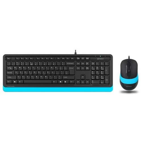 A4 Tech F1010 USB Q Klavye-mouse siyah-mavi set