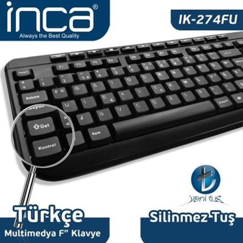 Inca IK-274FU USB F Multi medya klavye,siyah