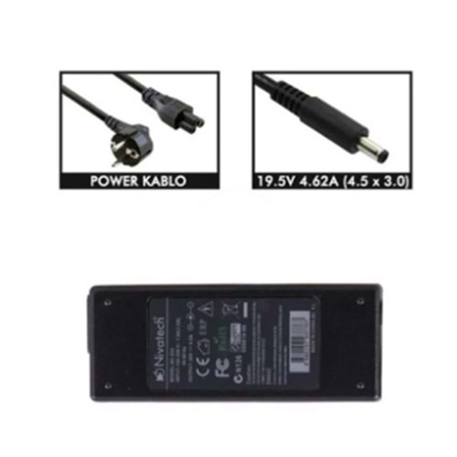 Nivatech BC904 DELL 19,5V 4,62A (4.5*3.0mm) Adaptö