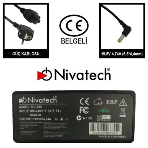 Nivatech BC995 SONY-LG 19V 4,74A (6,5*4,4mm) Adapt
