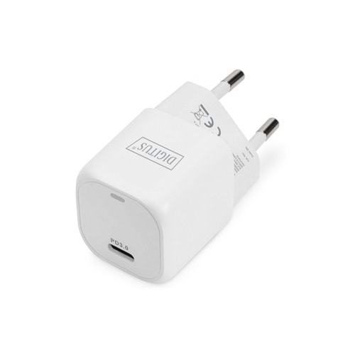 Digitus DA-10060 USB-C 20W PD3.0 mini şarj adaptörü,beyaz