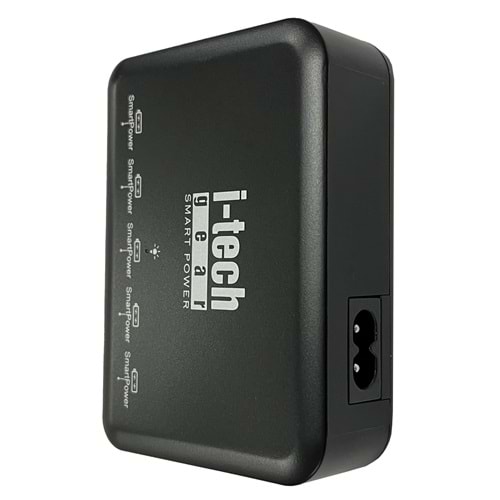 i-tech ITG-USC02 1,2m 5USB AKILLI ŞARJ,8A 40W,SİYA SİYAH