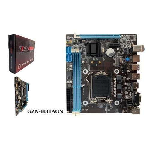 PRIMECOM GZN-H81AGN 1150P DDR3 HDMI,VGA M2 NVME KUTUSUZ